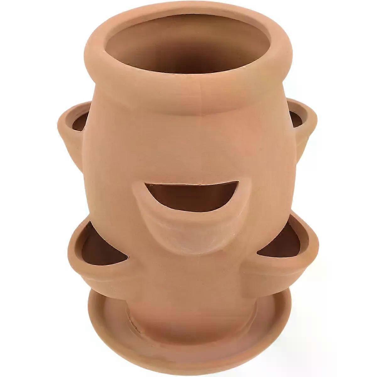 Ceramic Succulent Planter Pot with 6 Pockets, Terracotta