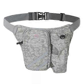 Foldable Running Hydration Belt with Bottle Holder, Nylon Waist Bag for Men and Women, Fits 1000ml Bottle, Gray