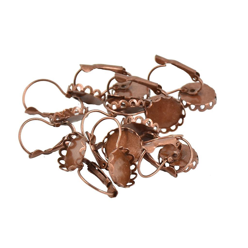 12 Pieces Leverback Earring Hook Round Flower Blank DIY Setting Silver