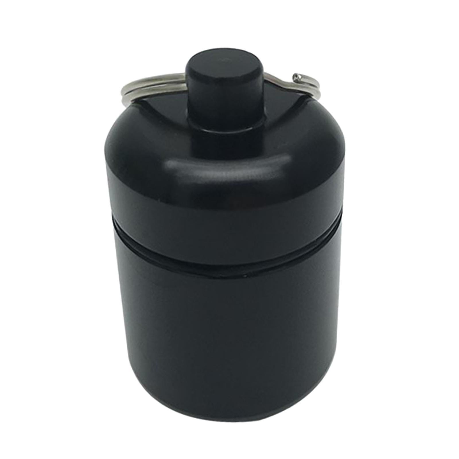 Waterproof Aluminum Pill Box Case Container Keychain Black