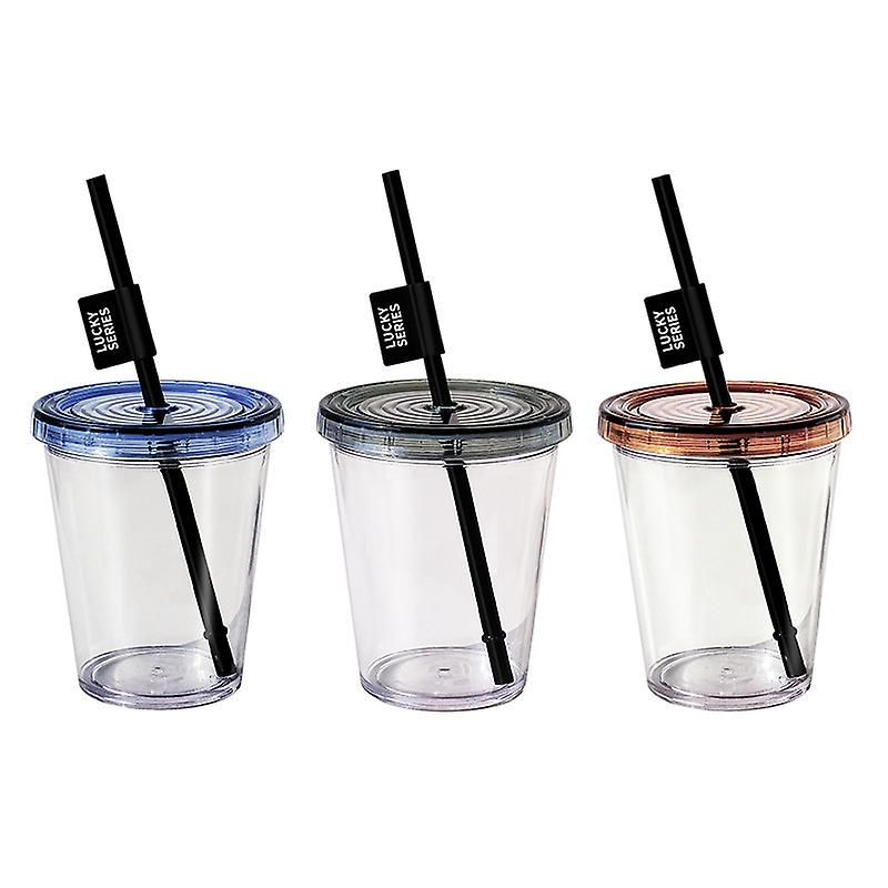 Cups With Straws And Lids Kids Tumbler With Straw Reusable Water Bottle Iced Coffee Travel Mug Cup Adults Plastic Cups For Parties Birthdays  (3 Pack)