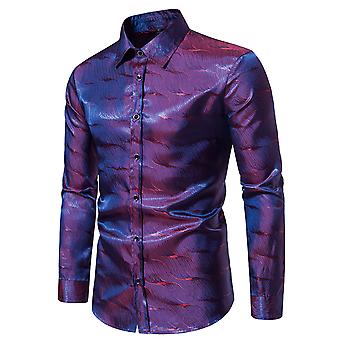 YOUTHUP Mens Bright Party Shirt Long Sleeve Slim Lapel...