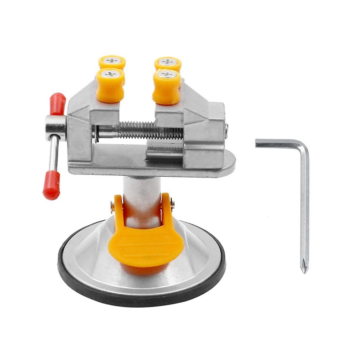 Cup-Type Mini Vise Vise 360-Degree Rotatable Small Vise Vise Mini Walnut Pliers Silver