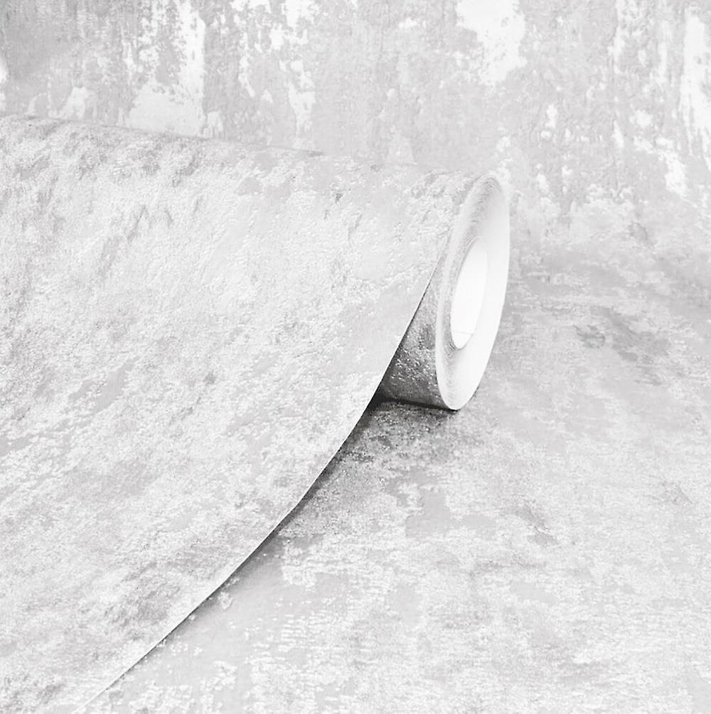 Havana White Distressed Industrial Metallic Wallpaper Paste Wall A.S Creation