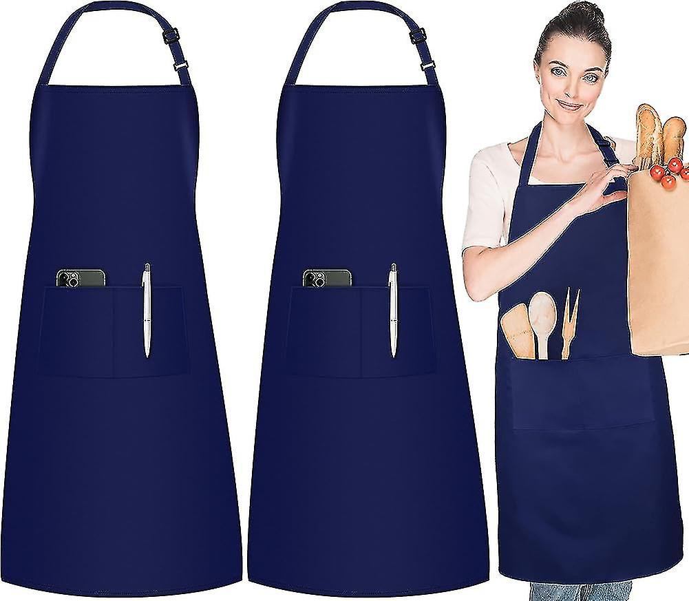 4 Pack Waterdrop Resistant Bib Aprons With 2 Pockets Cooking