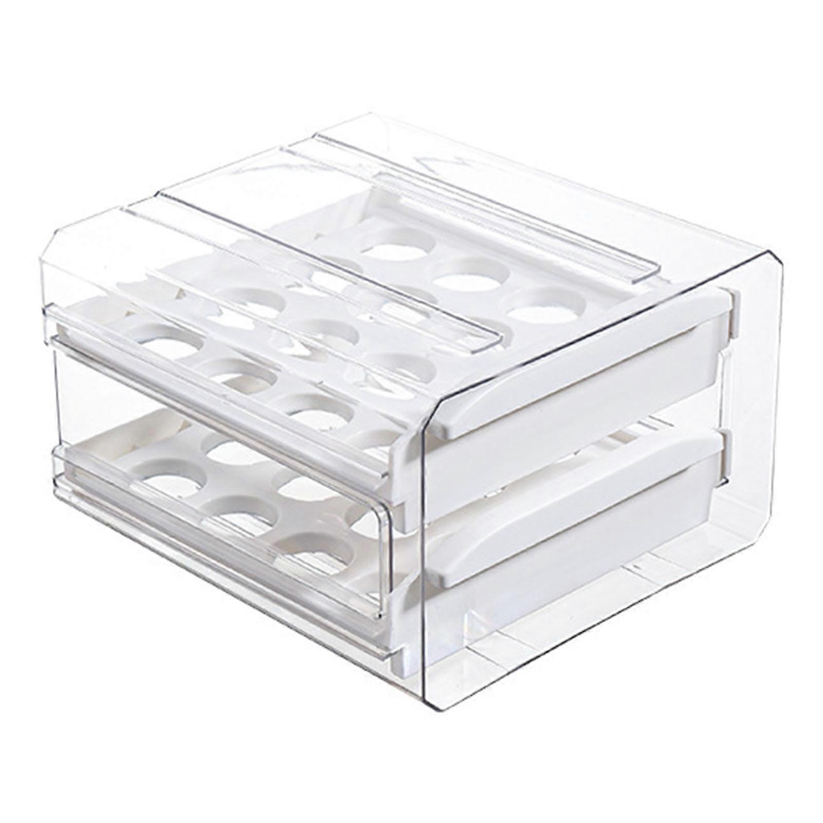 Egg Drawer Boxes 2 Layer Stackable Egg Storage Container 32 Grid with Cover for kitchen Restaurant Refrigerator