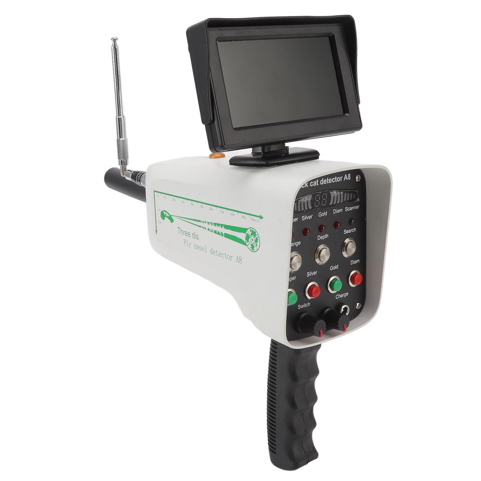 A8 30m Depth Metal Detector 1000m Range White with Display