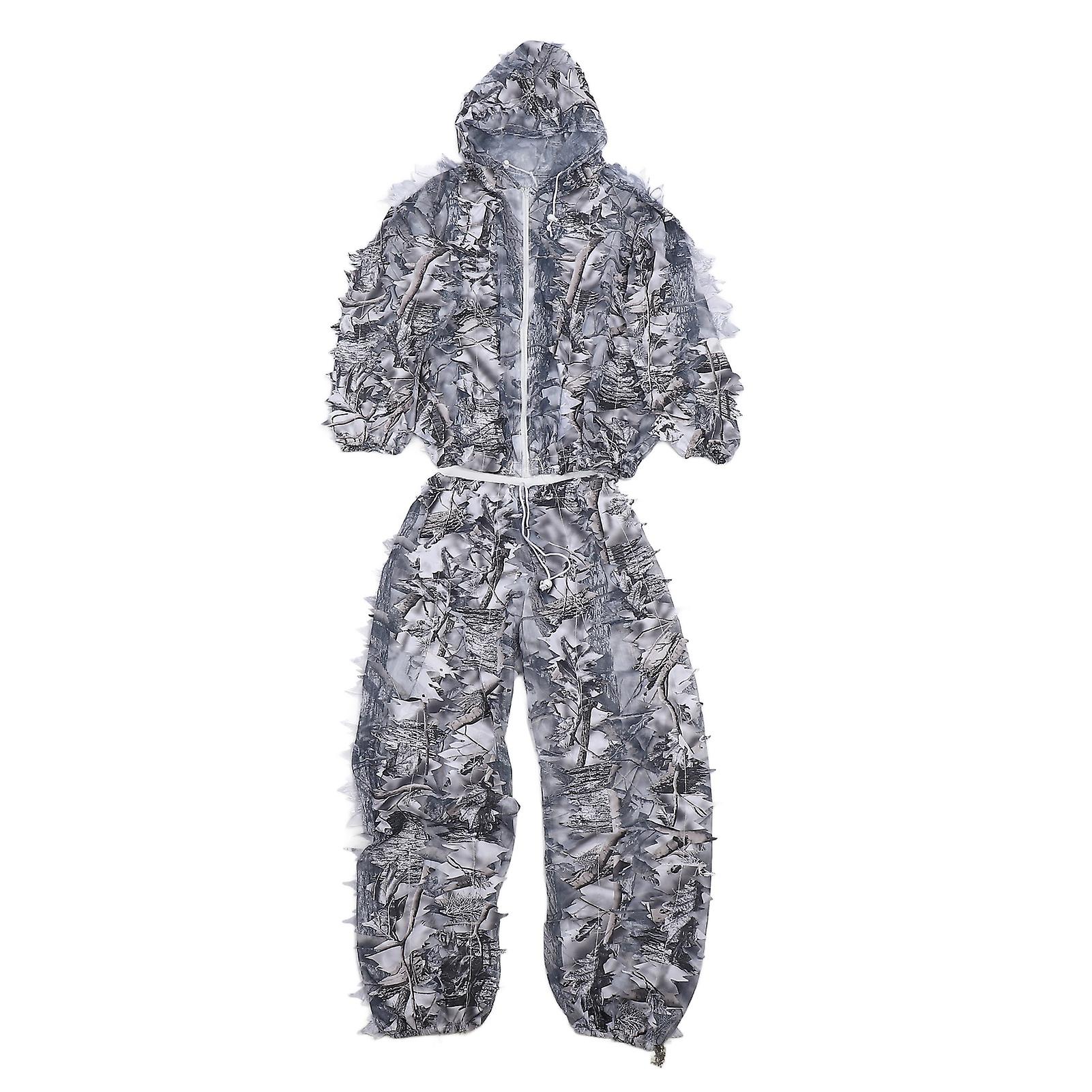 Neve Wild Camuflagem Ghillie Terno 3D Folha Jaquetas e Calças Definir Roupas para Caça