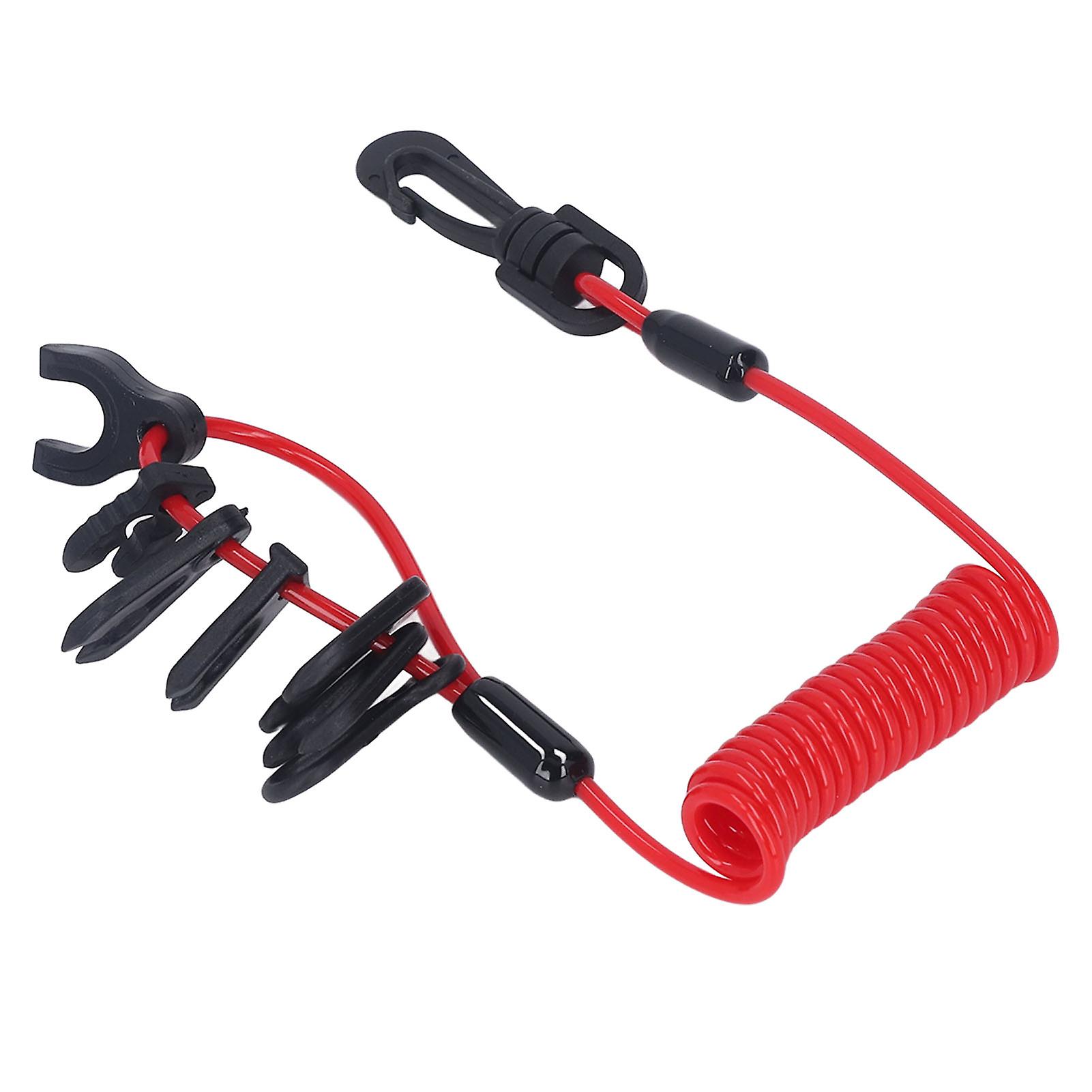 Boat Engine Switch Lanyard Safety Tether Emergency Stop Spring Wire PU for Replacement 