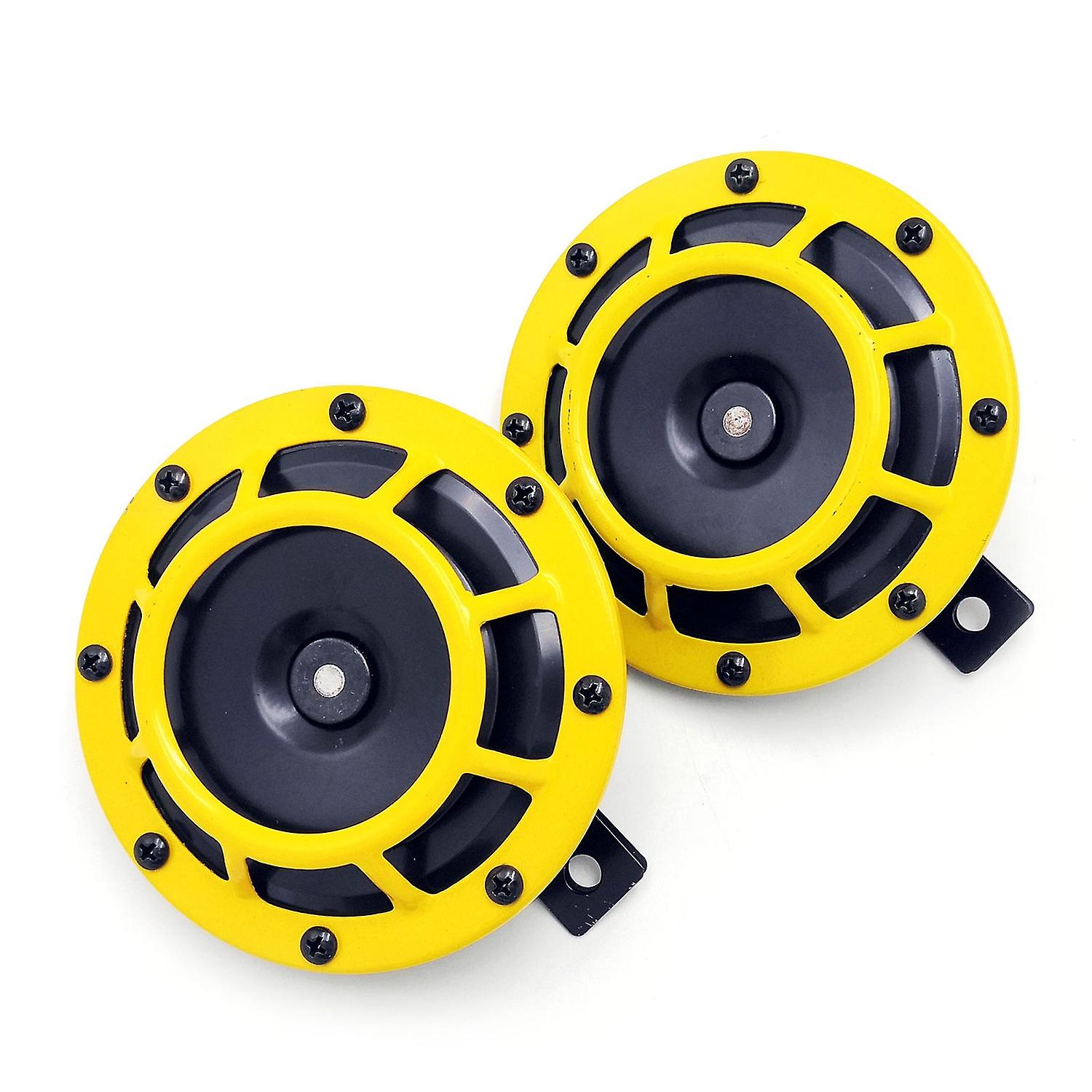 2Pcs 125mm 12V Electric Car Horn Super Loud High Tone/Low Tone Twin Horn Kit with Protective Grill f