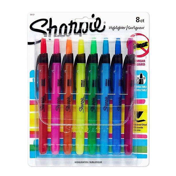 Sharpie Retractable Highlighters, Chisel Tip, Assorted Colors, 8 Count