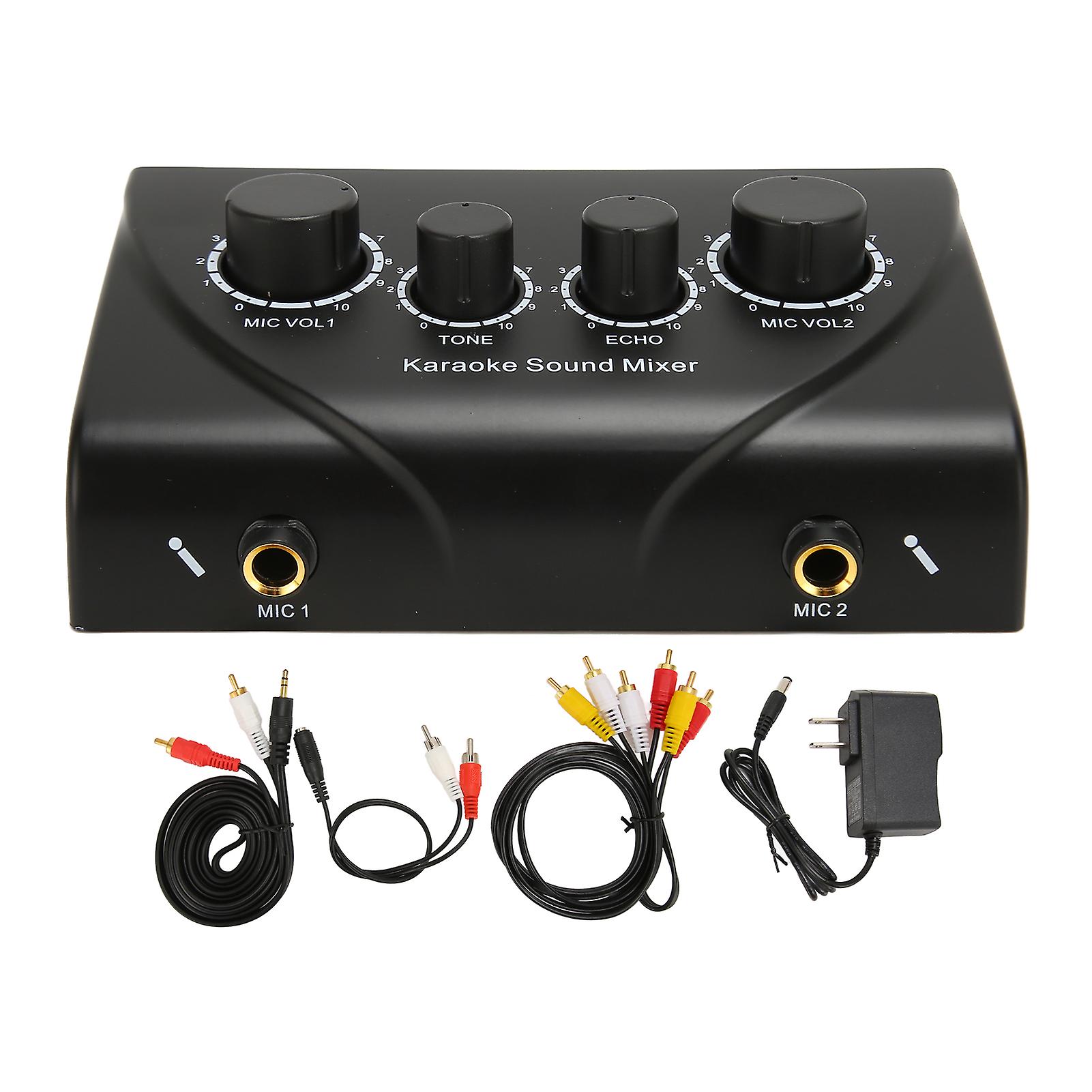 Professional Karaoke Sound Mixer with Dual Mic Inputs and HiFi Sound for Home Theatre