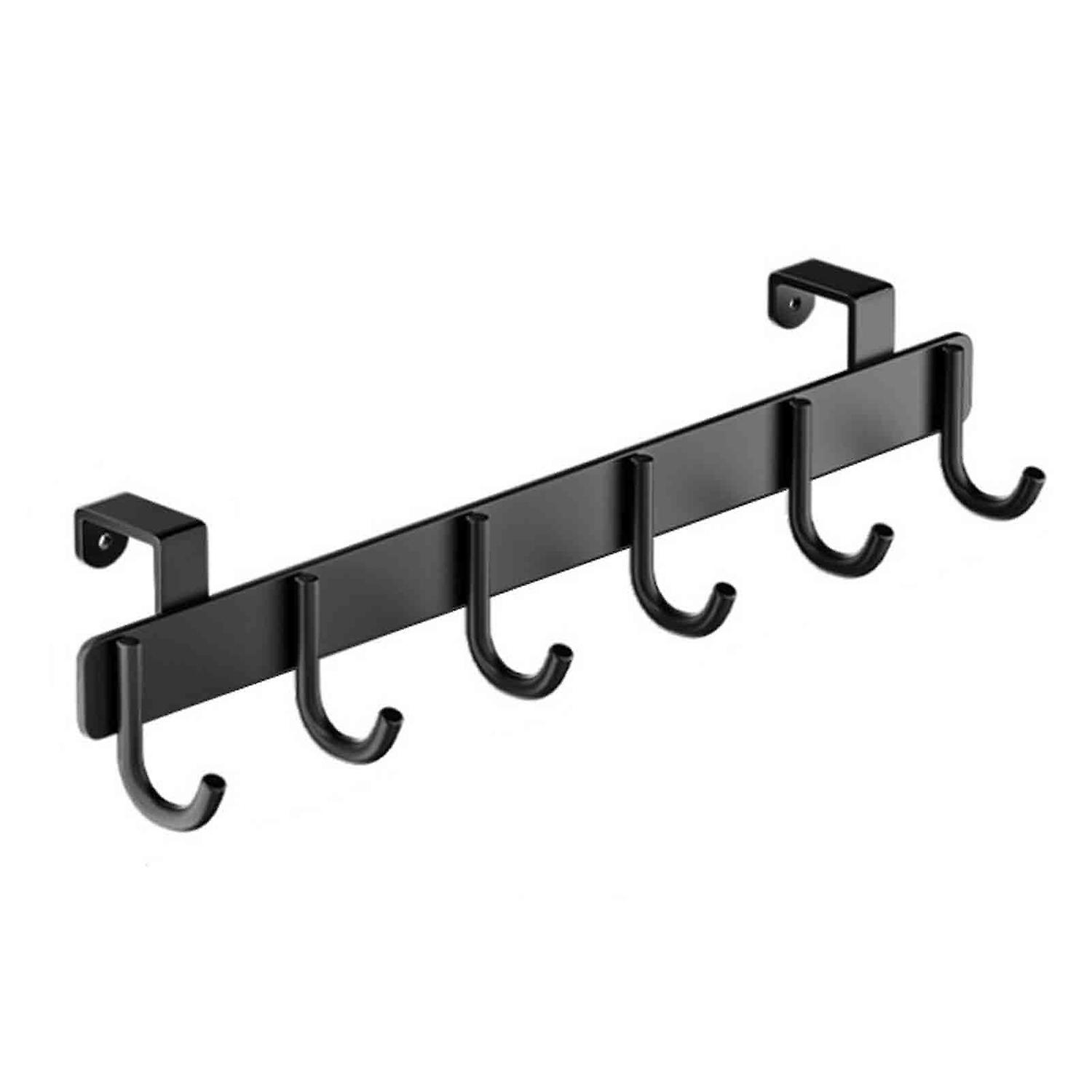 Black Single Hook Door Rack, No-Drill, for Versatile Bathroom and Kitchen Use