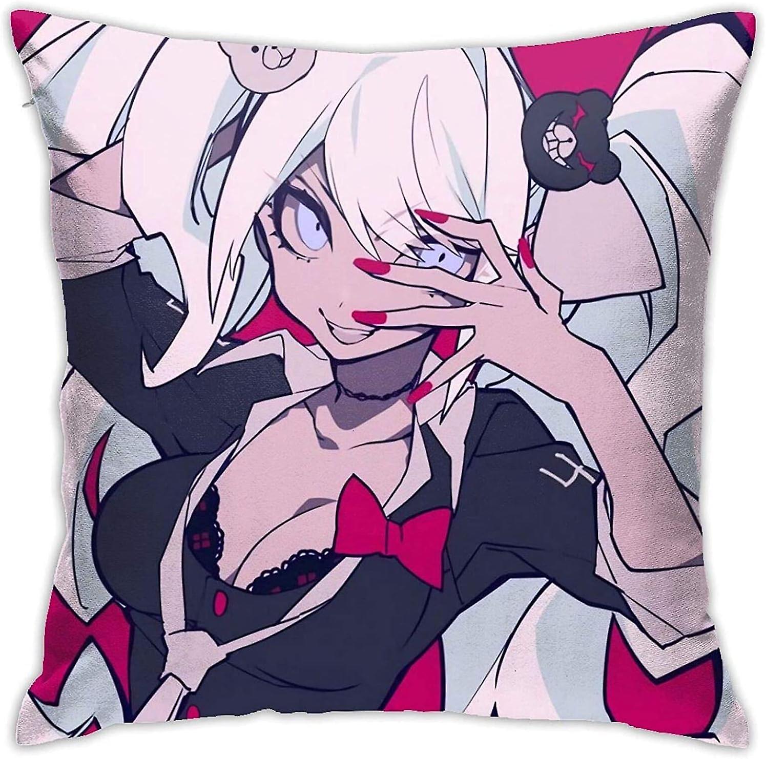 ダンガンロンパ純子スロー枕カバー18 x 18インチ収縮防止シンプルな枕カバークッションカバーソフト装飾スロー枕-pl3384