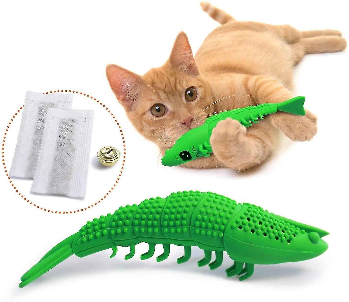 Cat Toothbrush Catnip Toy - Durable Hard Rubber - Cat Dental Care, Cat Interactive Toothbrush Chew Toy-YKY416