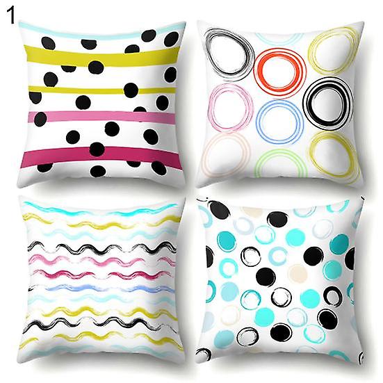 4Pcs Circle Wave Triangle Stripe Pattern Pillow Cover Cushion Case Home Decor