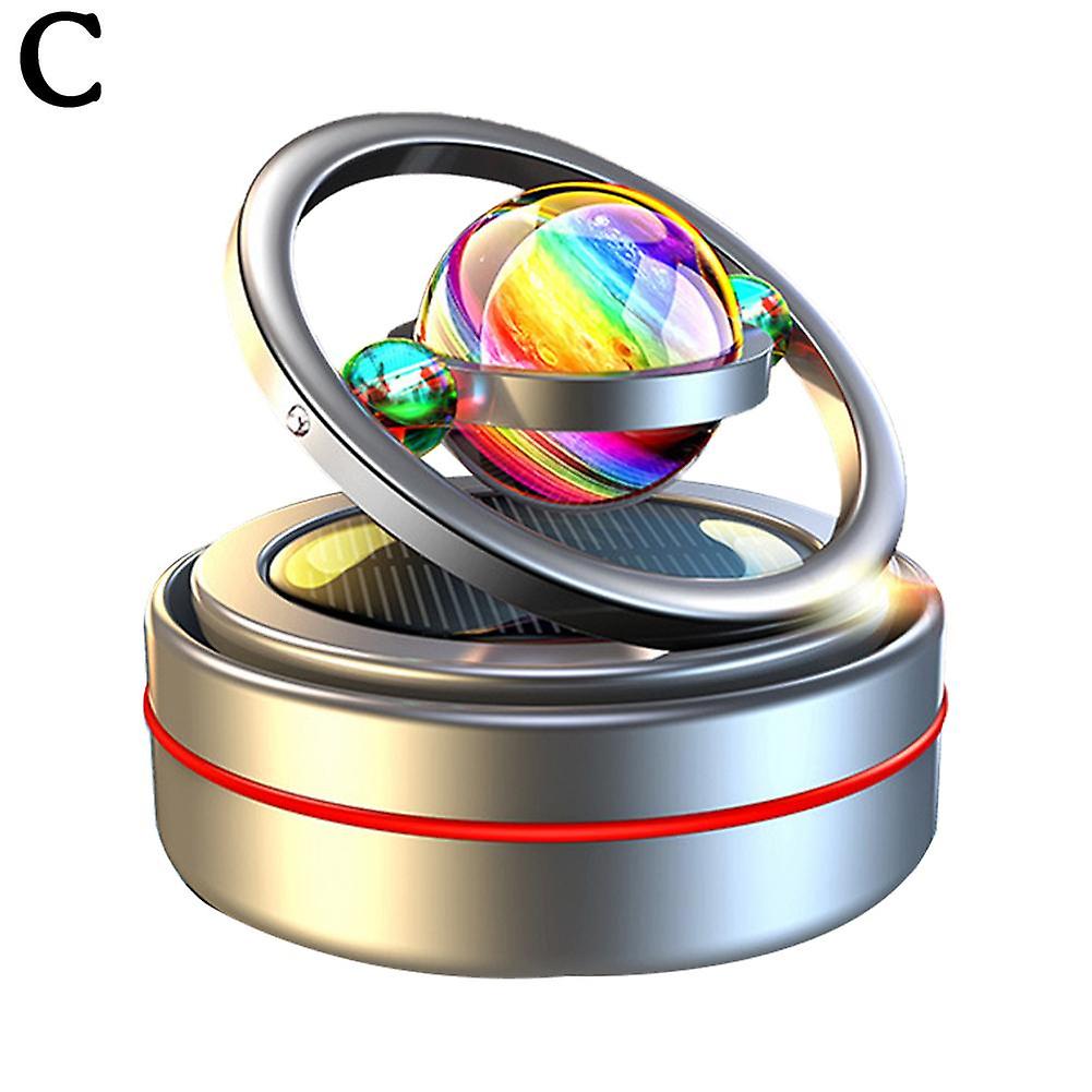 Solar Powered Metal Car Air Freshener with 6 Aroma Tablets Rotating 360 Degree Fragrance Diffusion for Dashboard Decor