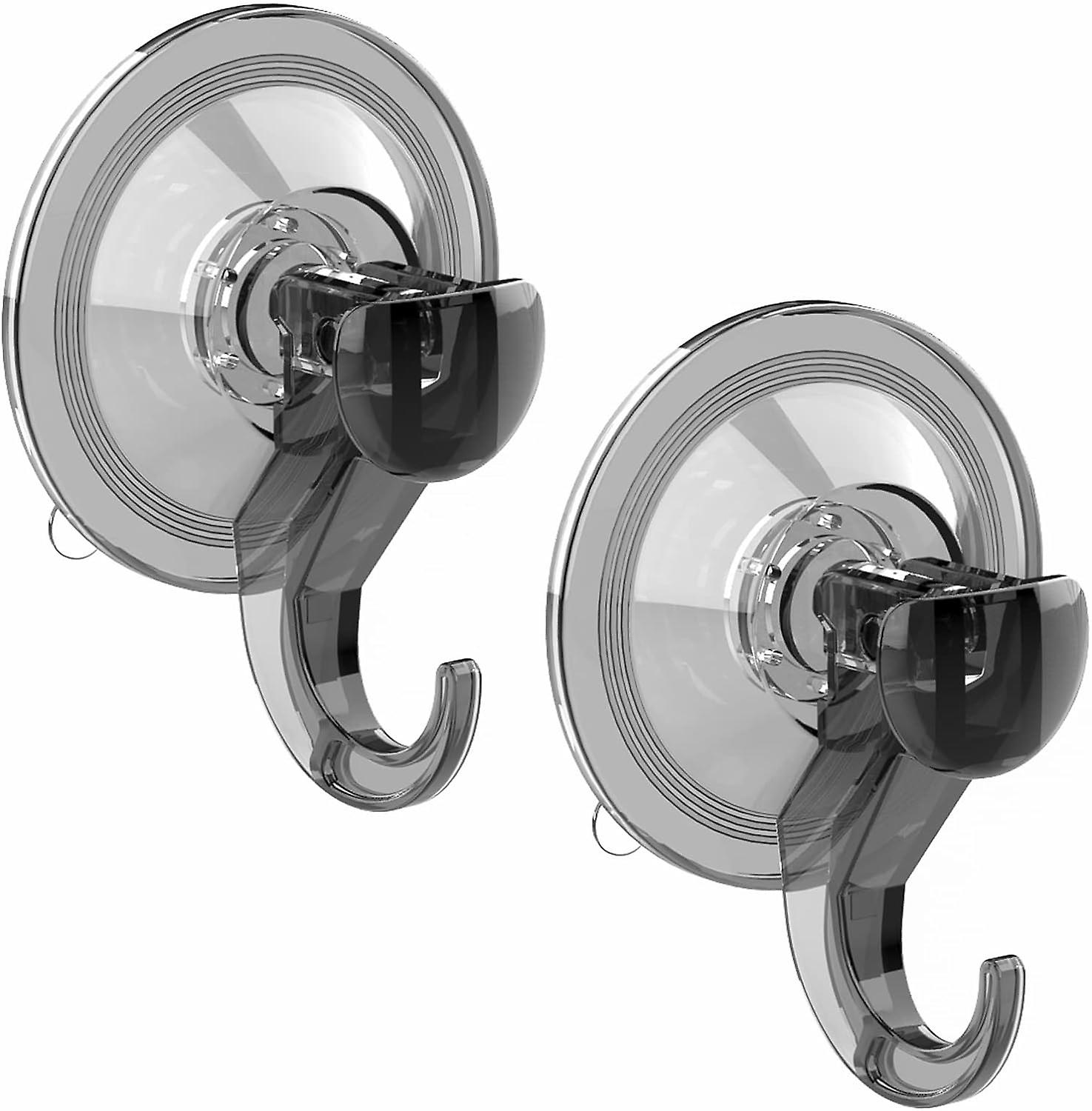Set of 2 Transparent Suction Hooks Powerful Support 3KG, Plastic Wall Hook for Bathroom Office, Cro