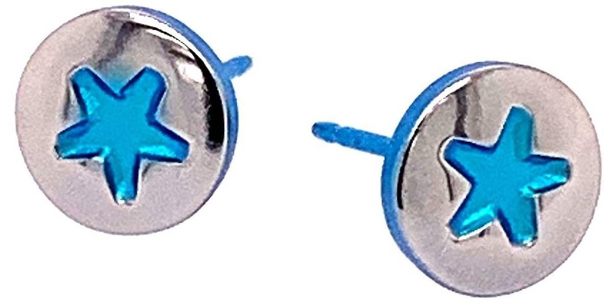 Ti2 Titanium Star Stud Earrings - Blue