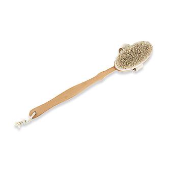 Setole naturali spazzola doccia posteriore scrubber con manico in legno lungo staccabile D