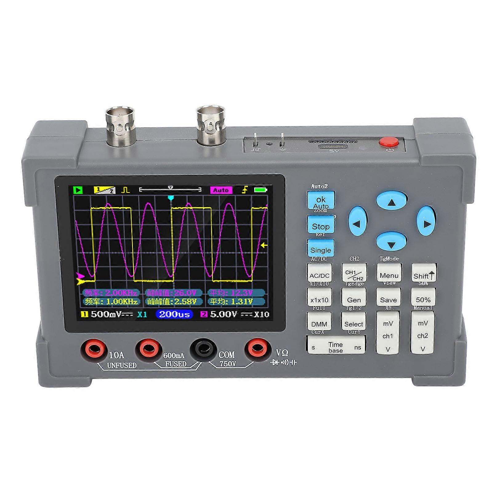 Digital Multimeter 2 Channels 120Mhz Bandwidth 250MSa/s Sampling Rate 500M Equivalent Sampling Rate 2500mAh