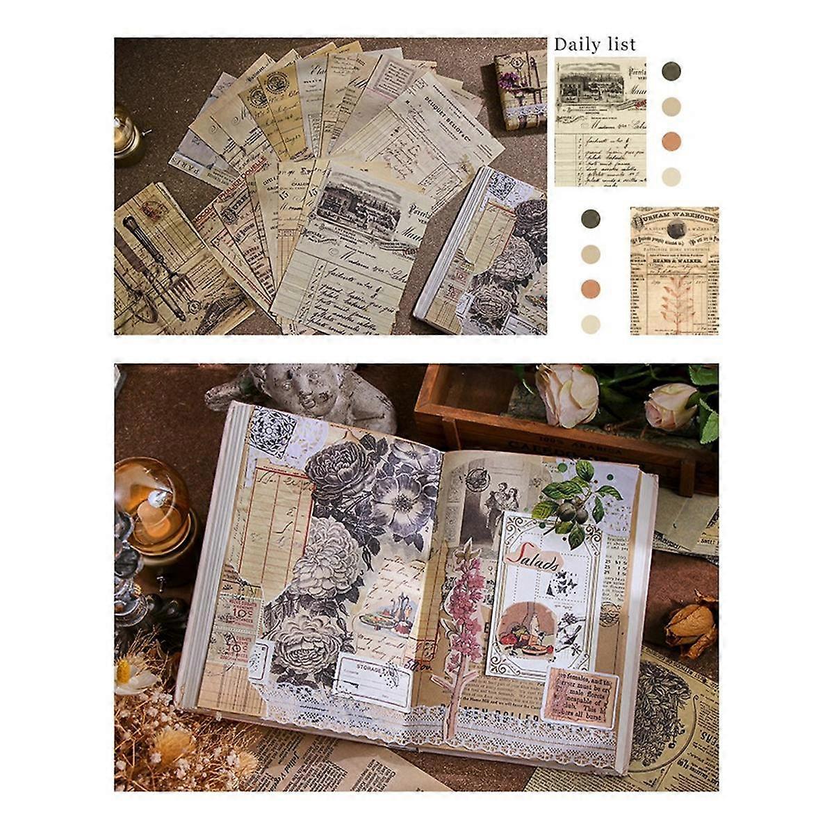 Retro Handbook Material Book DIY Base Material Package Retro Inspiration Series Retro Handbook Decorative BackingPaper,G