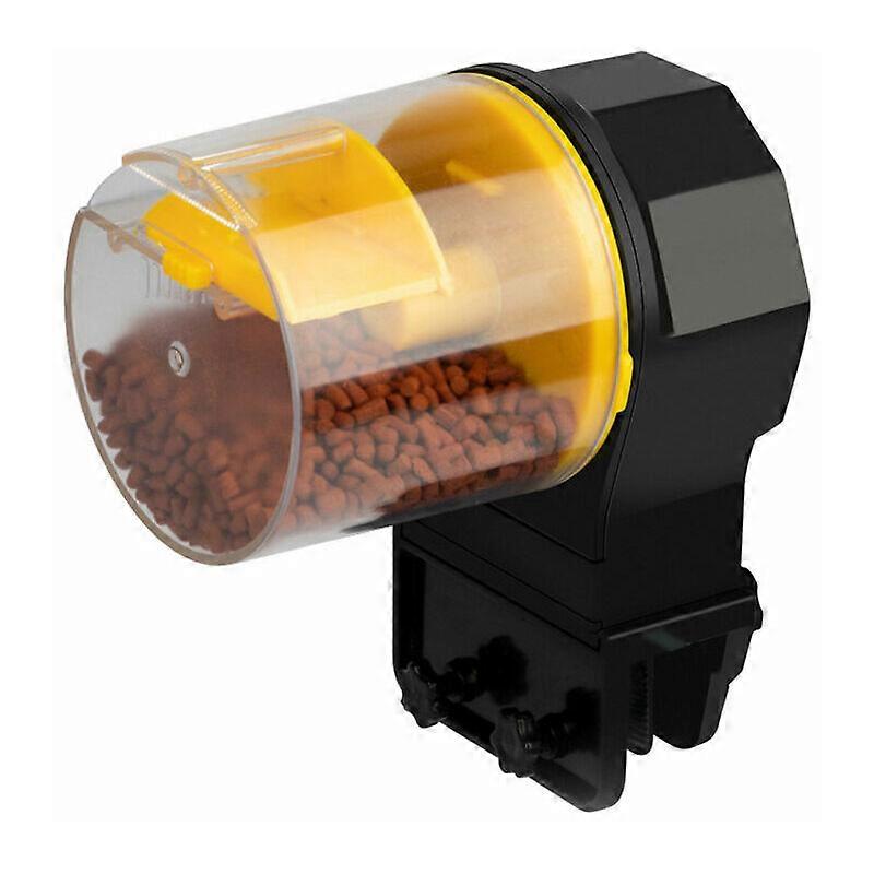 Fish Food Dispenser - Automatic Fish Feeder Aquarium Automatic Feeding Timer Moisture-Proof Feeder (Yellow)