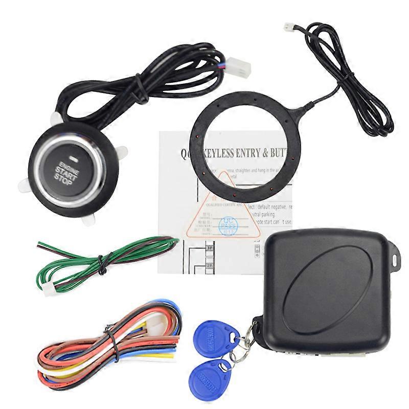 12V Auto Car Key Systems Key blade  Alarm One Start Stop Button Engine Start Push RFID Lock Ignition Switch less Entry Anti-theft System