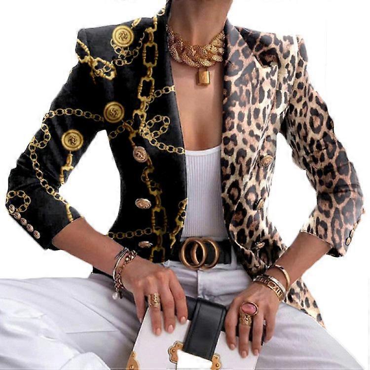 Women's Printed Fall Winter Double Breasted Blazer