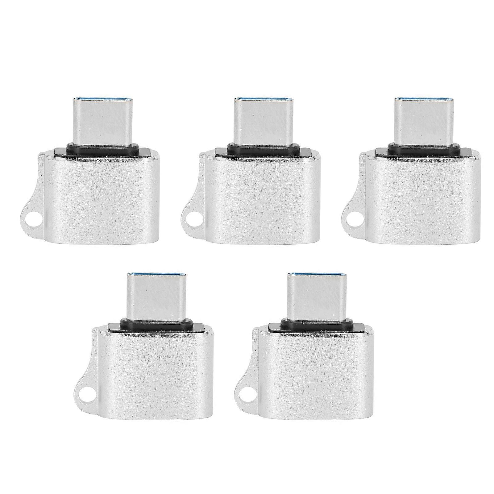 5pcs Typec Male To Usb2.0 Otg Adapter Portable Data Converter Computer Accessory(gold )