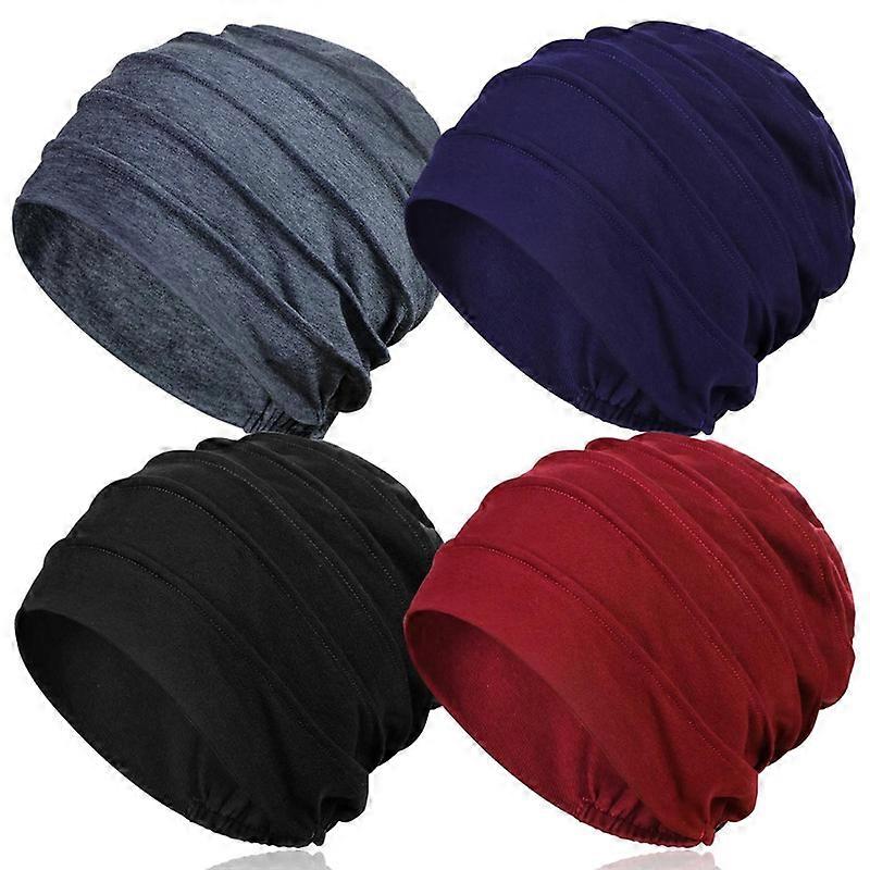 4 stk bomull slouchy chemo luer, chemo hodeplagg avbryte hatter