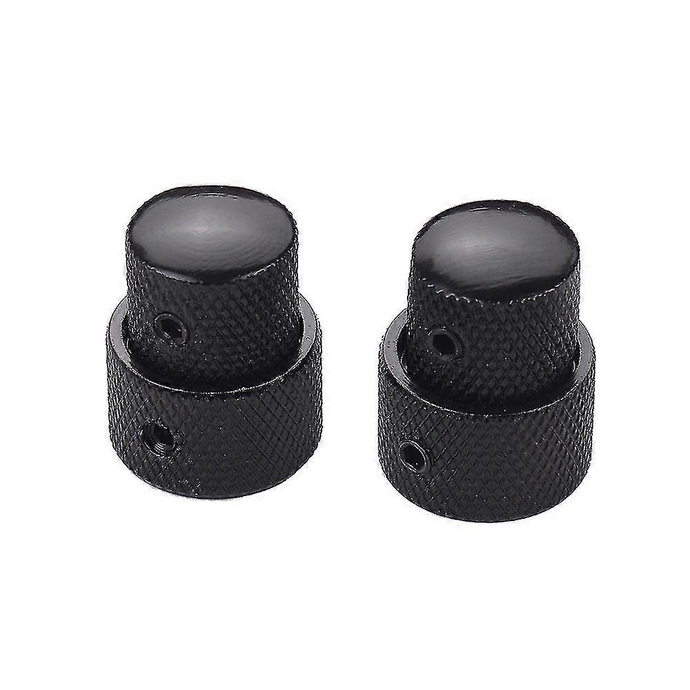 2 Sets Dual Concentric Stacked Control Knobs For Electric Bass Guitars Black Color