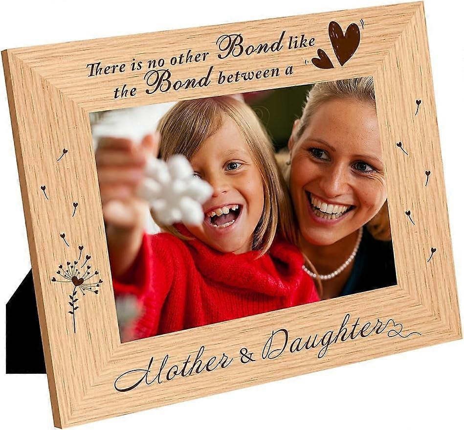 6x8 Engraved Wooden Picture Frame Mother Picture Frames Rustic Photo Frame with Solid Wood and High Definition Glass for Table Display Pictures and Wa