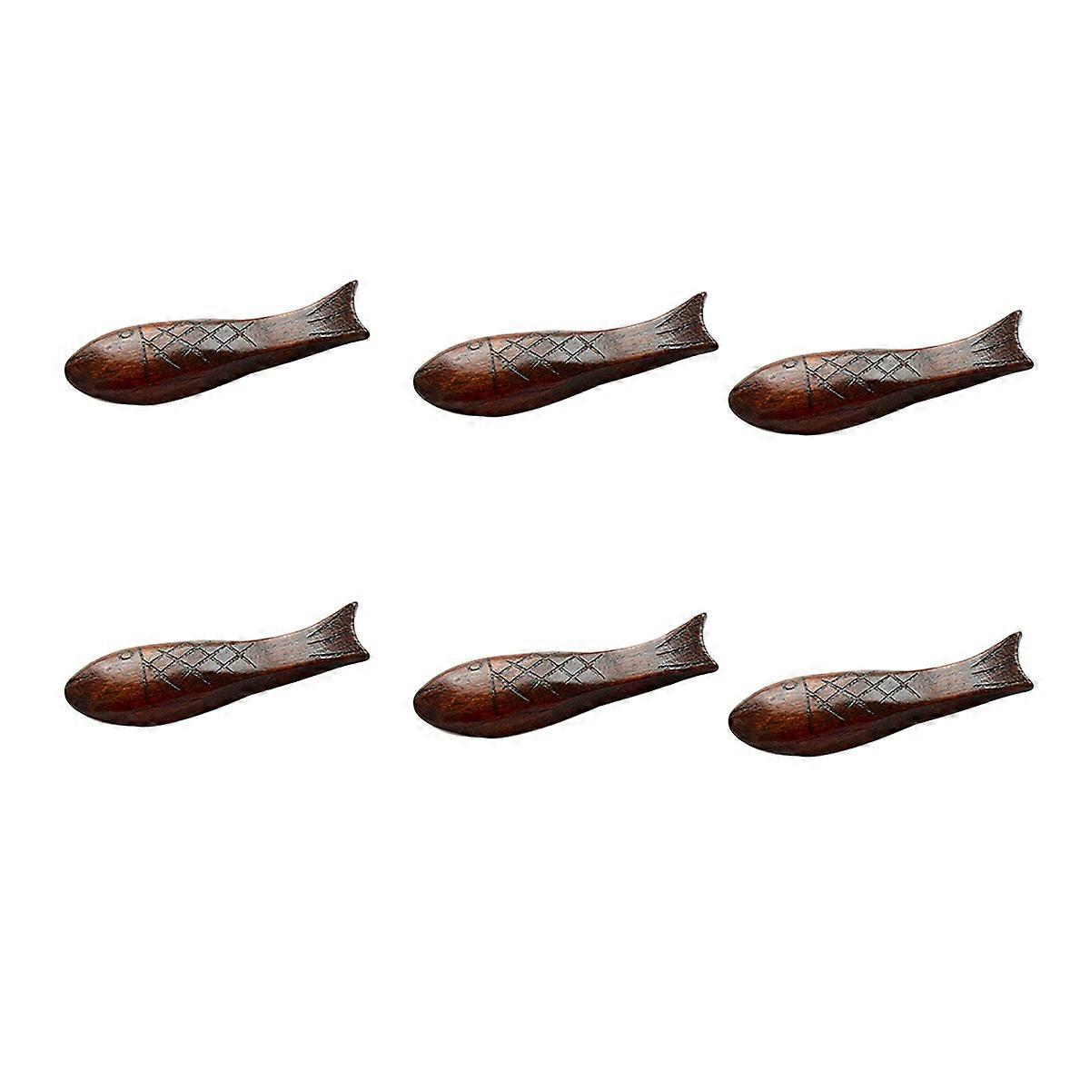 6 Pcs Japanese-style Natural Wood Chopsticks Rests Handmade Round Drum Fish Chopsticks Holder Fork Holder Rack (Picture 1)