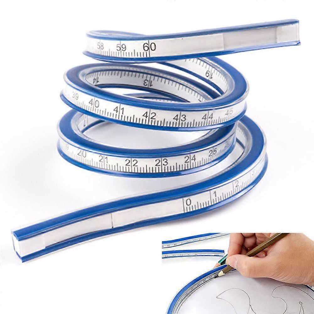 Flexible PVC + Metal Ruler 60cm Bendable Curve Ruler Clearly Flexible Curve Ruler Two Climbing Portable for Office School Studio Technical Drawing Clo