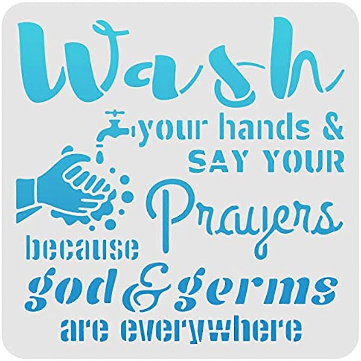 Bathroom Stencil Decoration Template Plastic Wash Your Hands Stencils Square Reusable Stencils