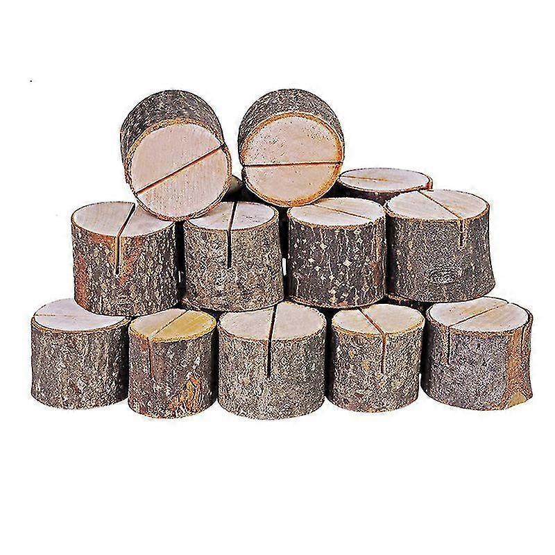 25pcs Round Wood Holders Desktop Photo Stands Wedding Menu Clips (Assorted Color)