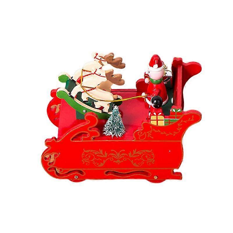Solid Wooden Clockwork Music Box Christmas Musical Box Gift With Melody