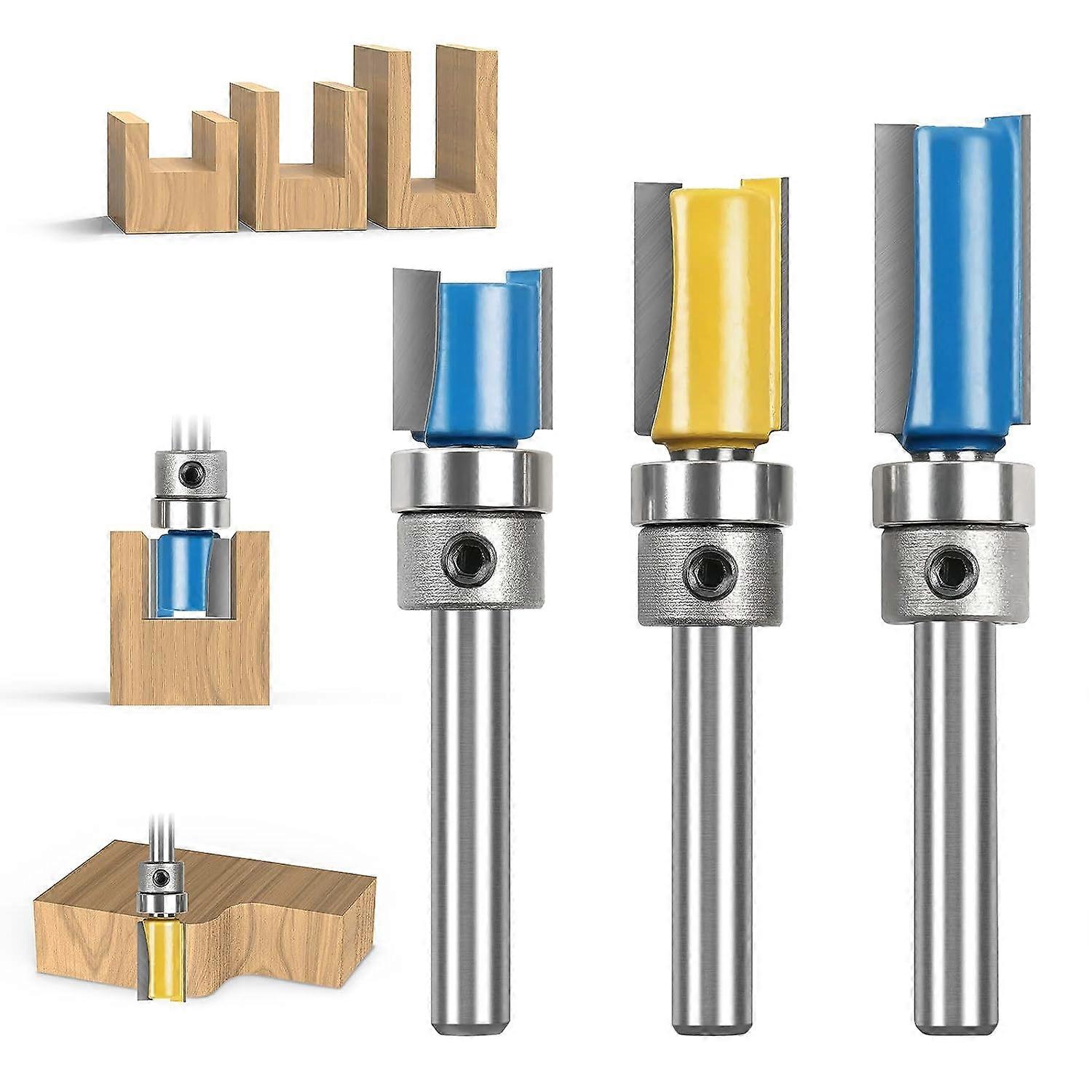 Straight Router Bit, 3 1/4" Carbide Wood Router Bit, Patterned Flush Finish Router Bit,2024 Ping
