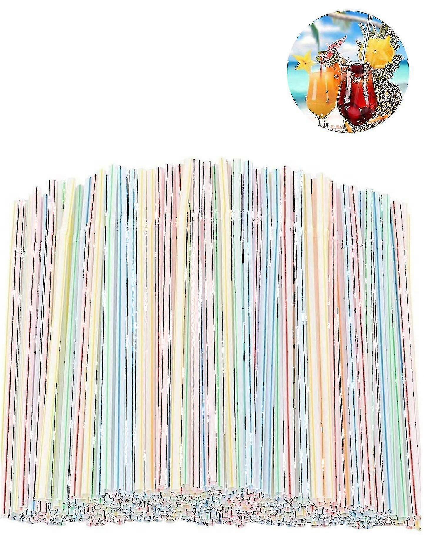 600/1200pcs Plastic Straws Plastic Drinking Straws - Flexible Plastic Drinking Straws For Home, Bar, Parties--