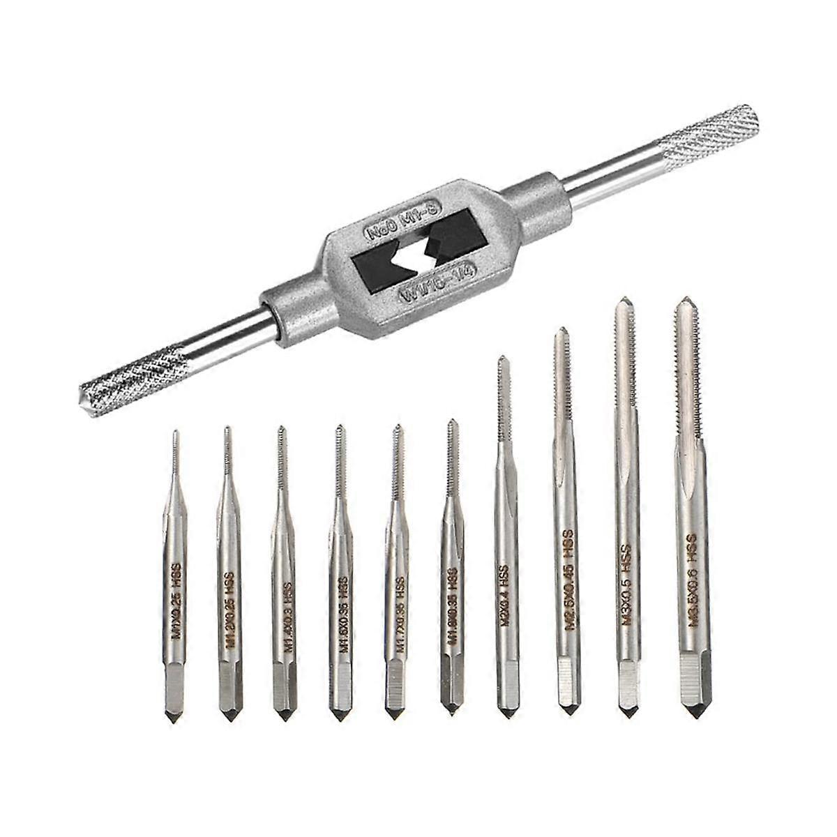 10Pcs -Taps Bit Small Hand Screw Thread Taps M1-.5 HSS Mini Metric Plug Tap Screw Tap Drill Tapping