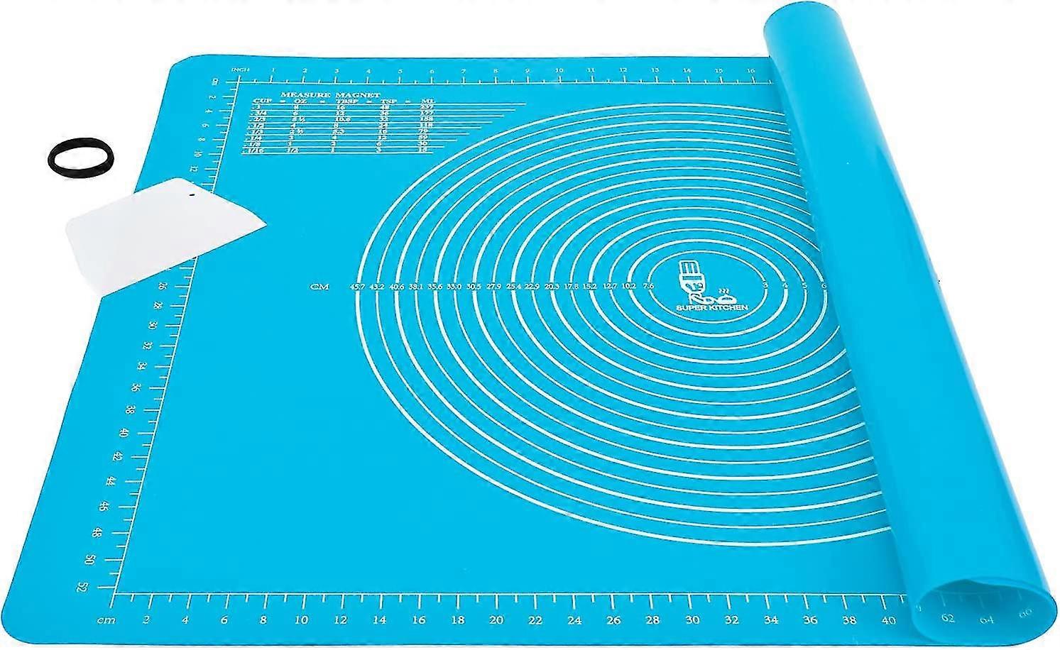 Extra Large And Thick Non-stick Silicone Baking Pastry Mat With Dough Scraper, Non-slip Fondant Rolling Mat(71x51cm, Blue)