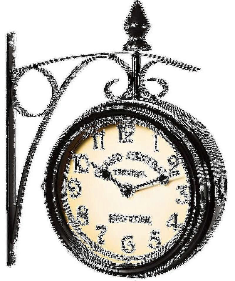 2024 Two Sided Train Station Wall Clock Black Vintage Design Clock Watch