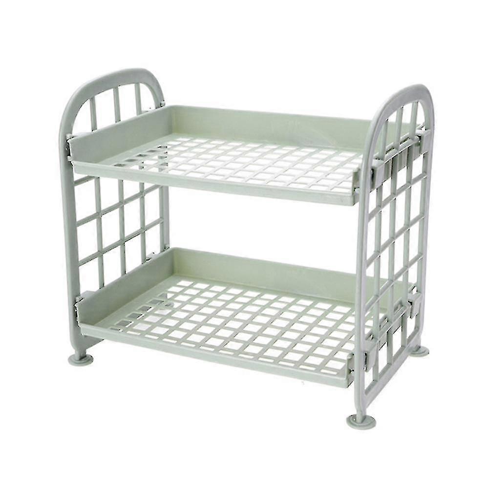 2-tier Assembled Storage Shelf Plastic Seasoning Storage Rack Countertop Shelf For Kitchen Desk