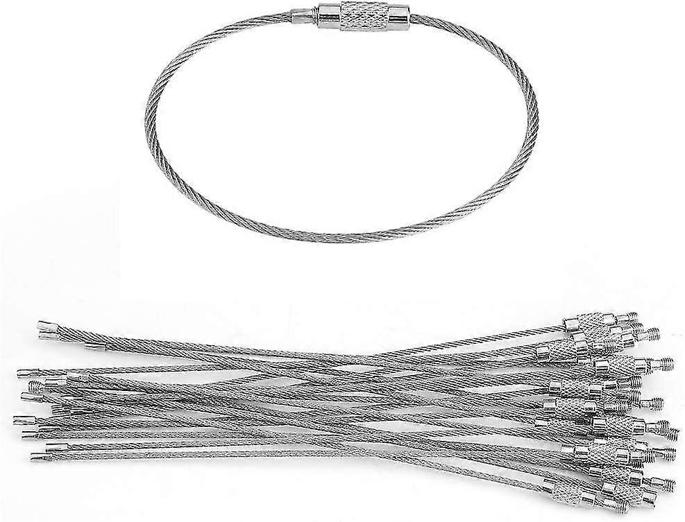 Iave Pack Of 20 Wire Keychains Stainless Steel Wire Key Ring Loops With Screw