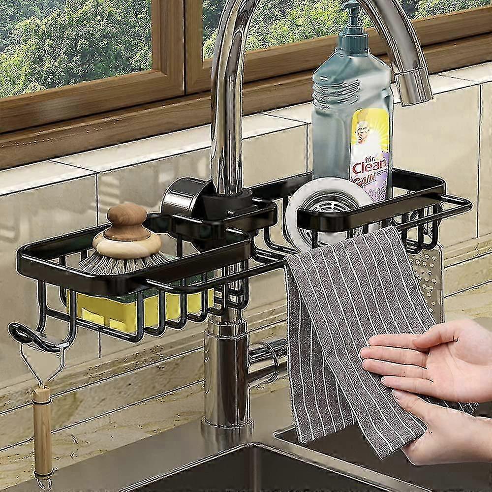 Faucet Sponge Holder Kitchen Sink Caddy Organizer Over Faucet Hanging Faucet Drain Rack For Sink Organizer