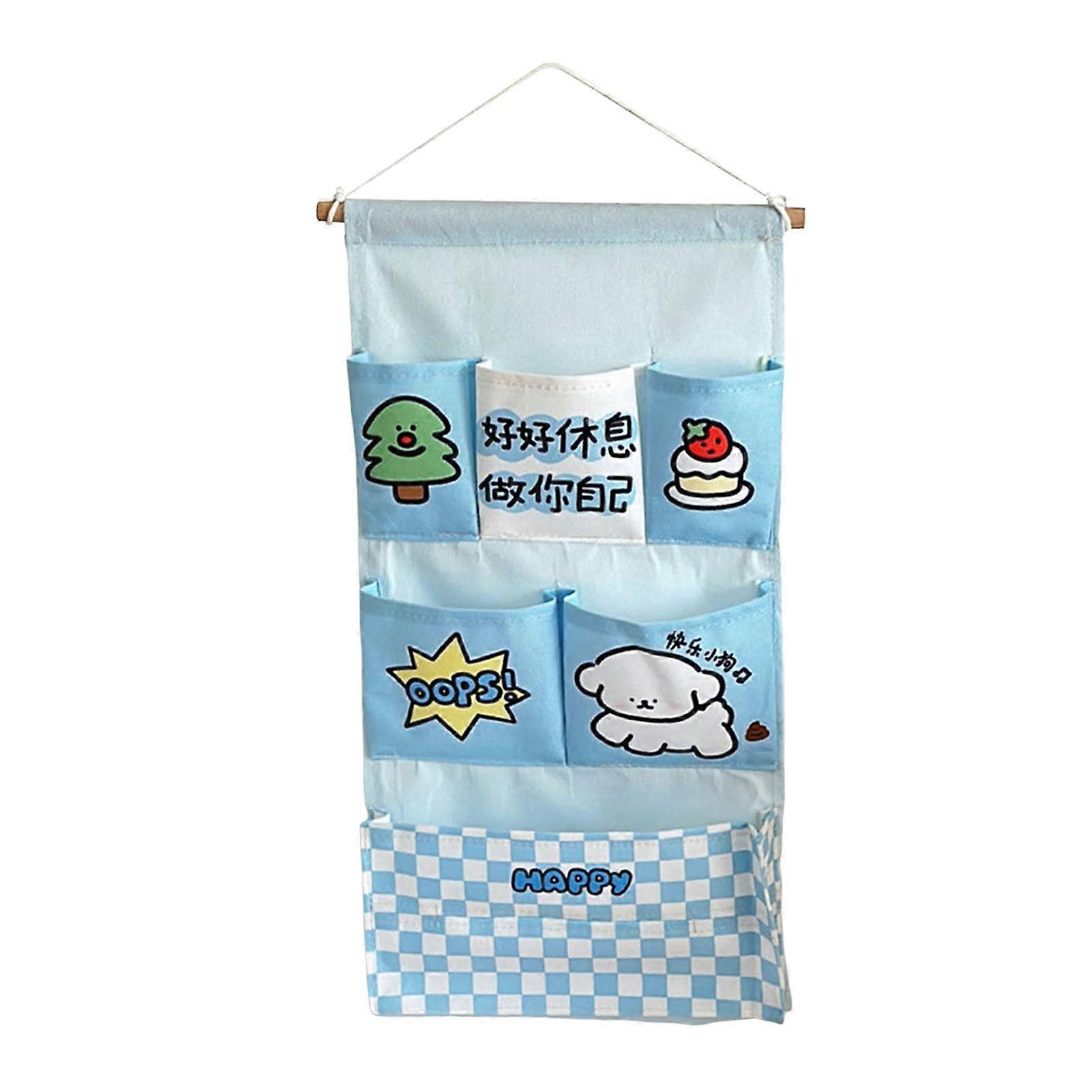 Multifunctional Storage Hanging Bag Large Capacity Multiple Compartments Cartoon Pattern Design Bathroom Wall Hanging Bag Organizer