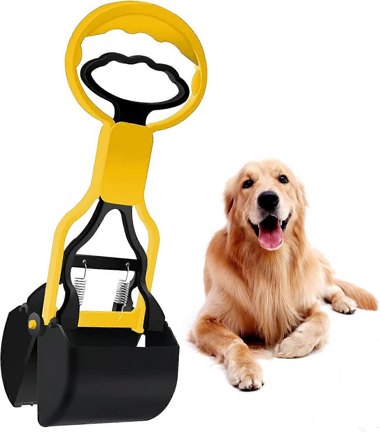 Pelle à caca pour chien de compagnie, 1PC non cassable Pooper Scooper, grande pelle à caca, longue poignée (jaune)