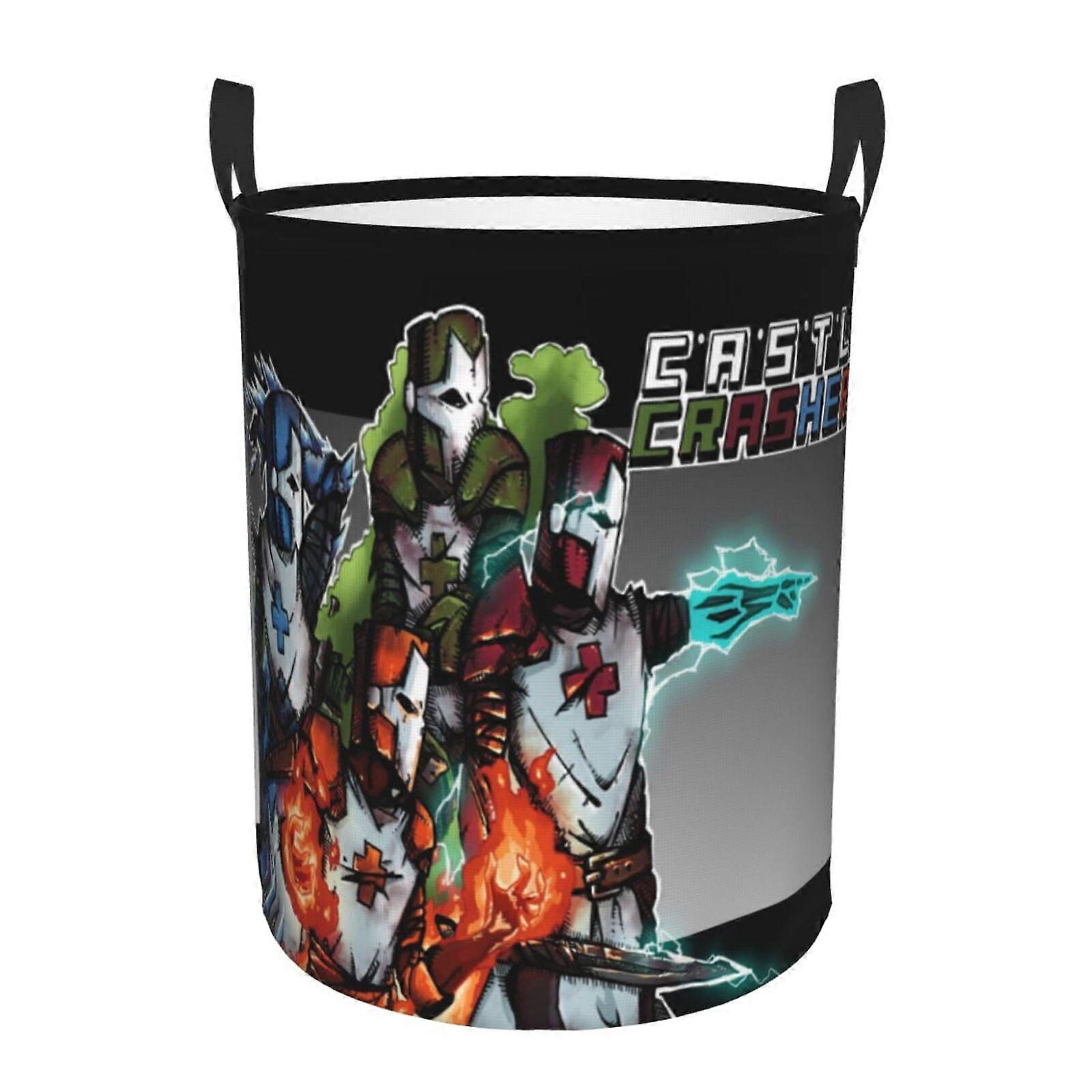 Castle Crashers 3d Graphic Flame Laundry Basket Fire Flame Clothes Hamper Storage With Handle-SYS28990