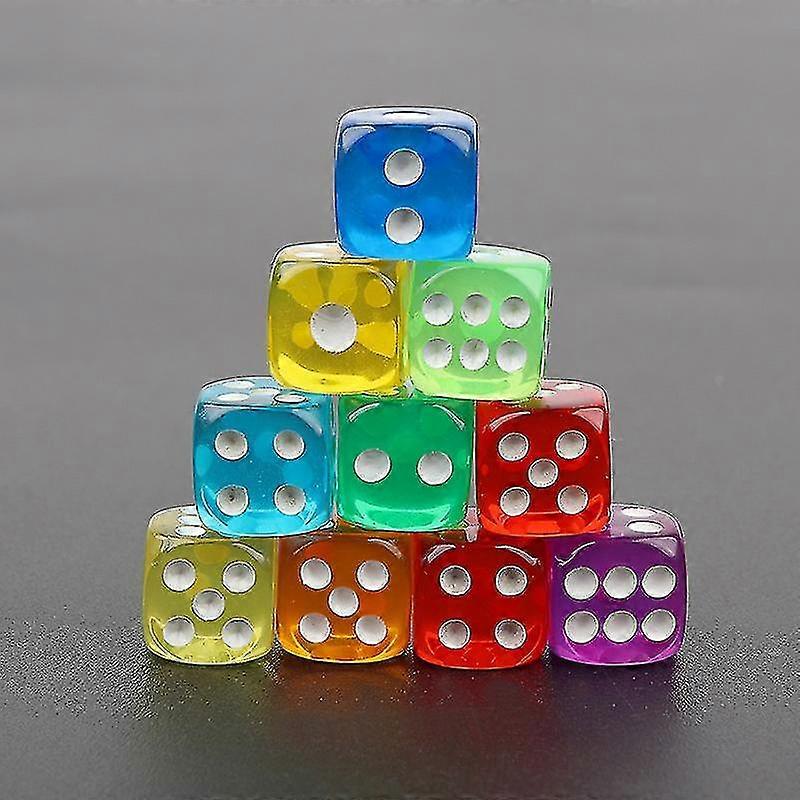 14mm dadi giocattolo numero gioco trasparente dot bar angolo rotondo cristallo setaccio plastica partito magico puntelli 12pcs